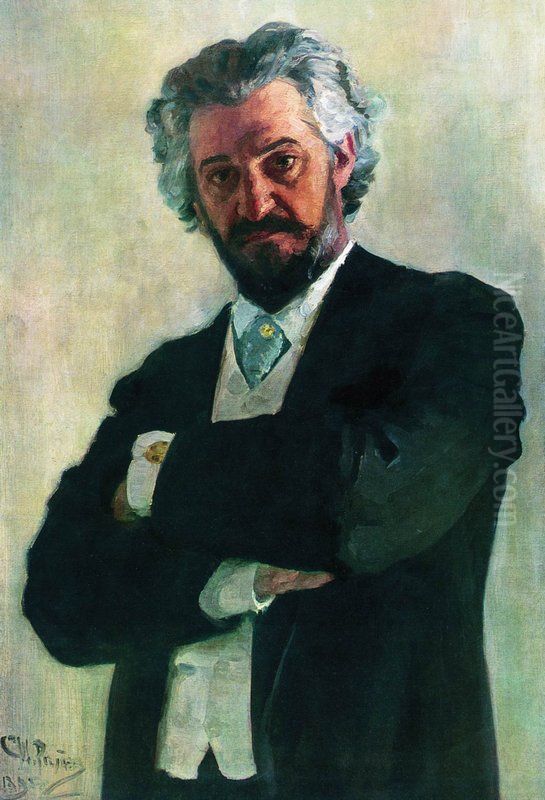 Portrait of the cellist Aleksander Valerianovich Wierzbillowicz Oil Painting by Repin Iliya
