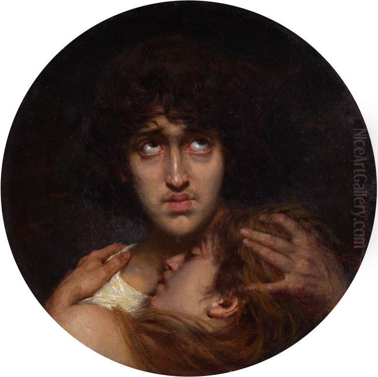 Francesca i Paolo Oil Painting by Ludwik Wiesiolowski