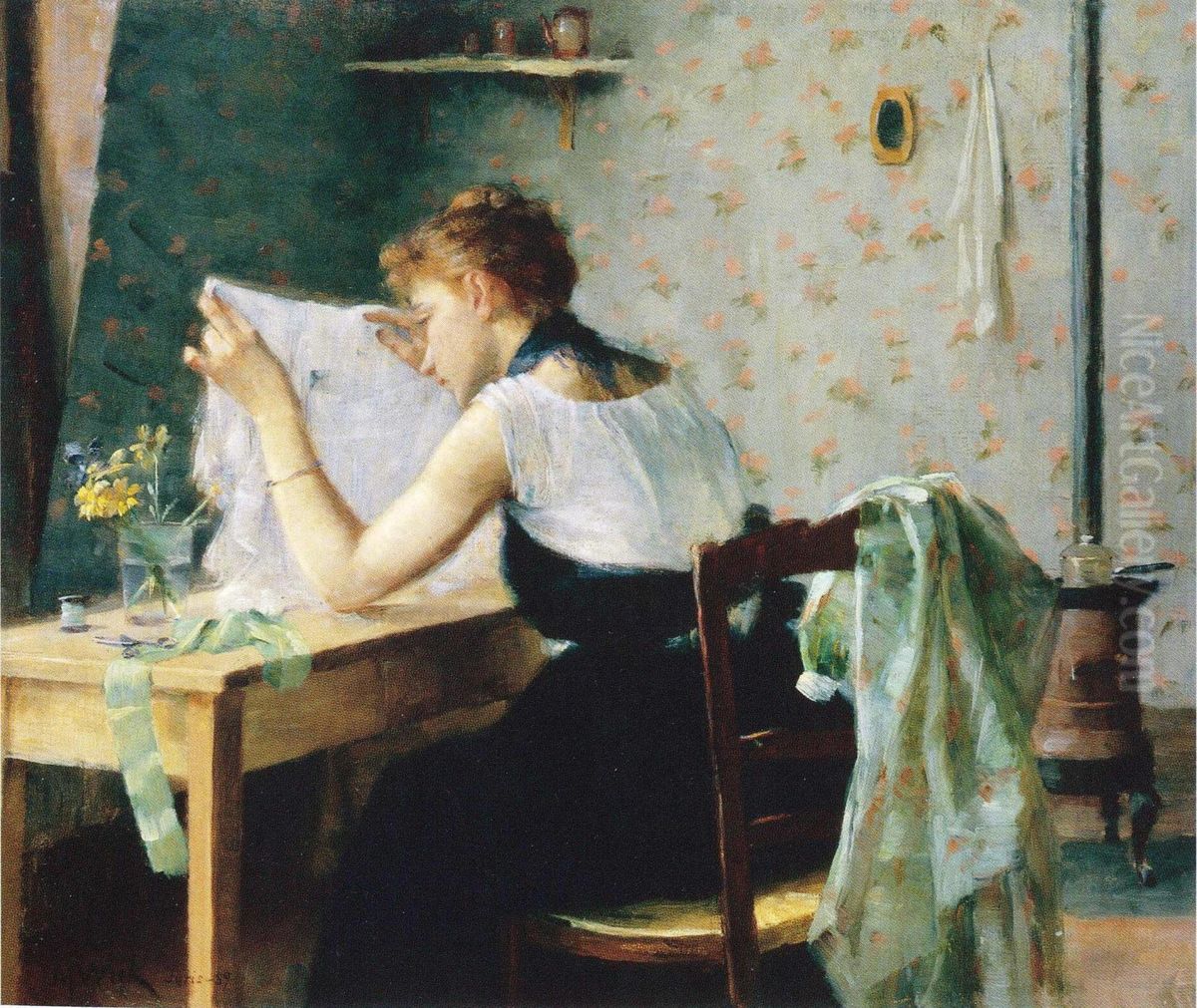 Ullakkokamarissa Oil Painting by Maria Wiik