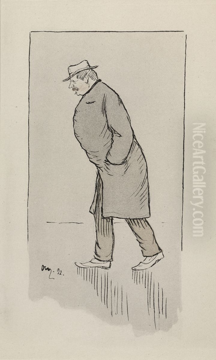 Karikatur av Andreas Singdahlsen Oil Painting by Gustav Laerum