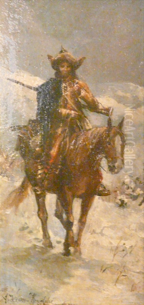 Konny Tatar Oil Painting by Alfred Wierusz-Kowalski