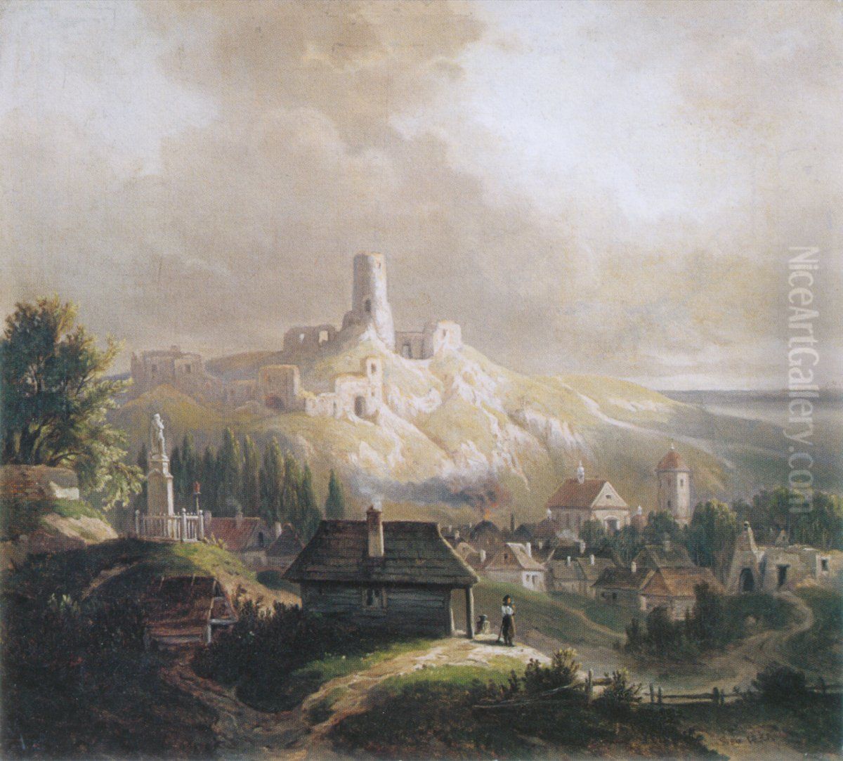 View of Ilza. Oil Painting by Alfred Schouppe
