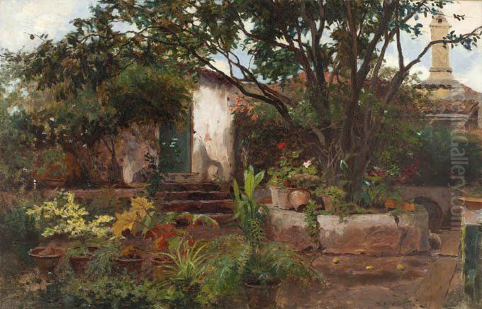 Spanish Colonial Garden Oil Painting by Anders Wikstrom