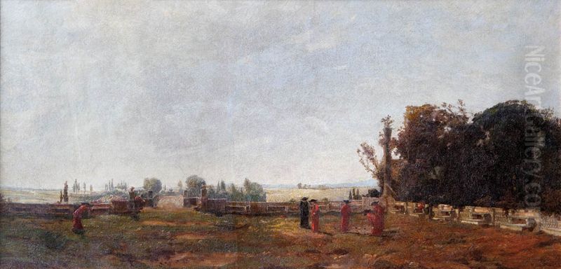 Cardinals playing petanque Oil Painting by Christian Wilberg