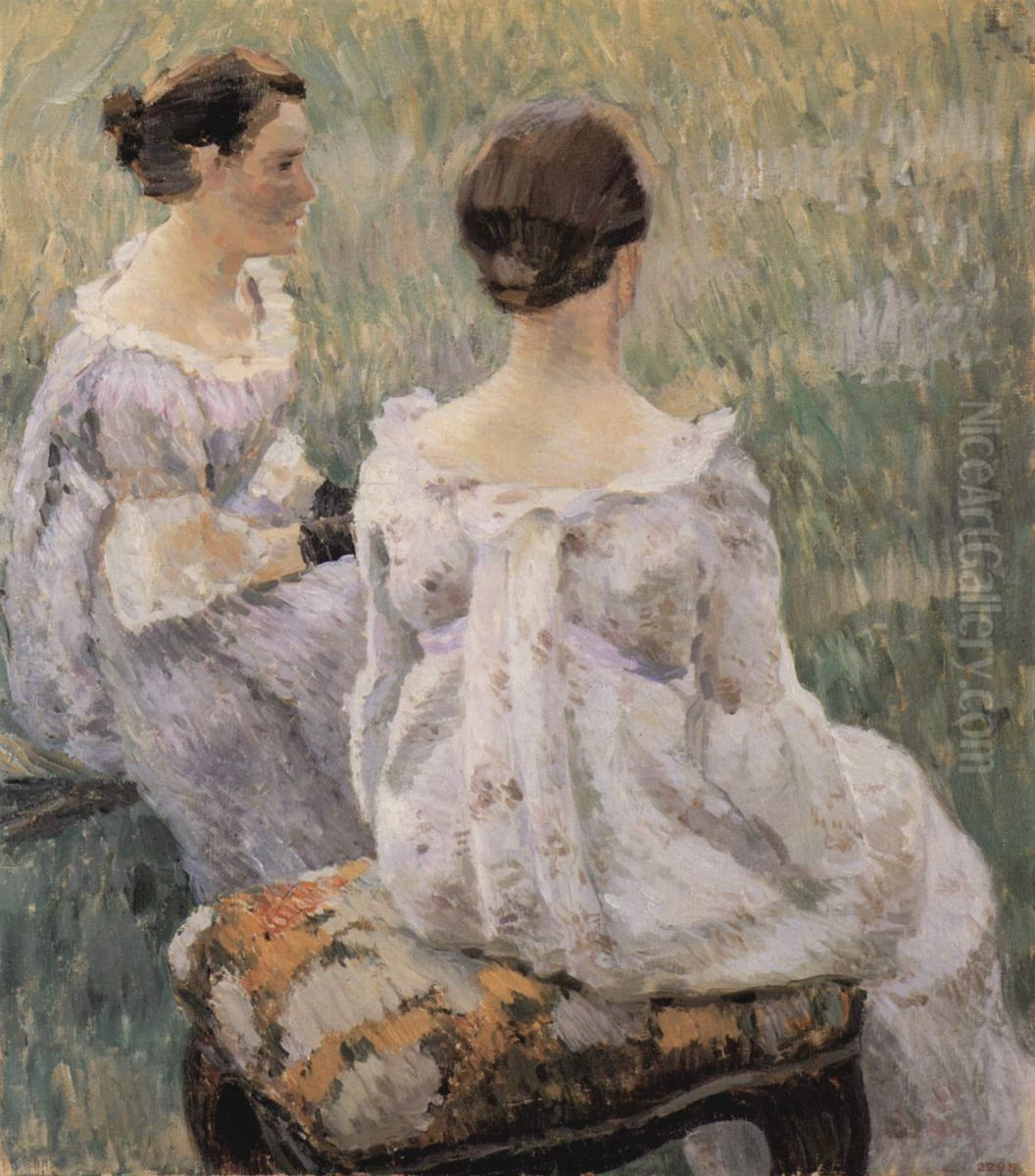 Two Sitting Ladies Oil Painting by Victor Borisov-Musatov