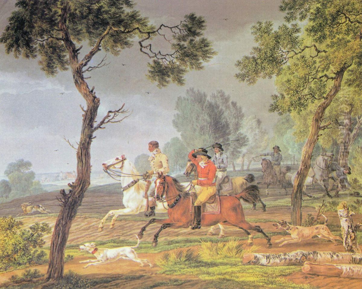 Die Hasenhetzjagd Oil Painting by Wilhelm von Kobell (1766-1853)
