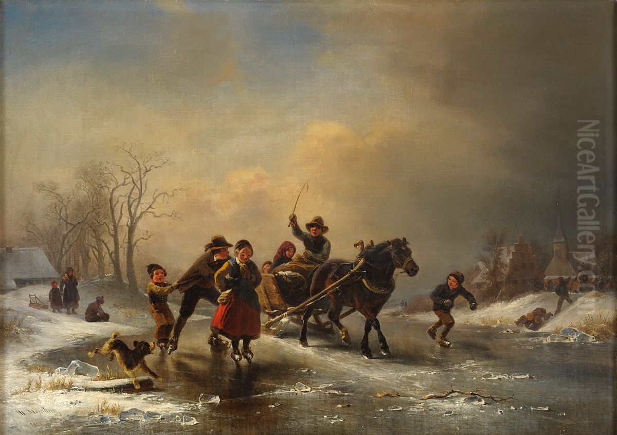 Wintervergnugen Oil Painting by Wilhelm Alexander Meyerheim