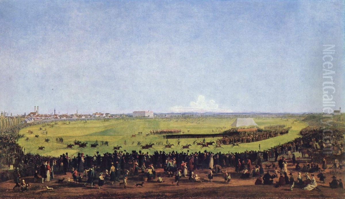 Das erste Pferderennen auf der Theresienwiese zu Munchen am 17. Oktober 1810 (erstes Oktoberfest), WV 998 Oil Painting by Wilhelm von Kobell (1766-1853)