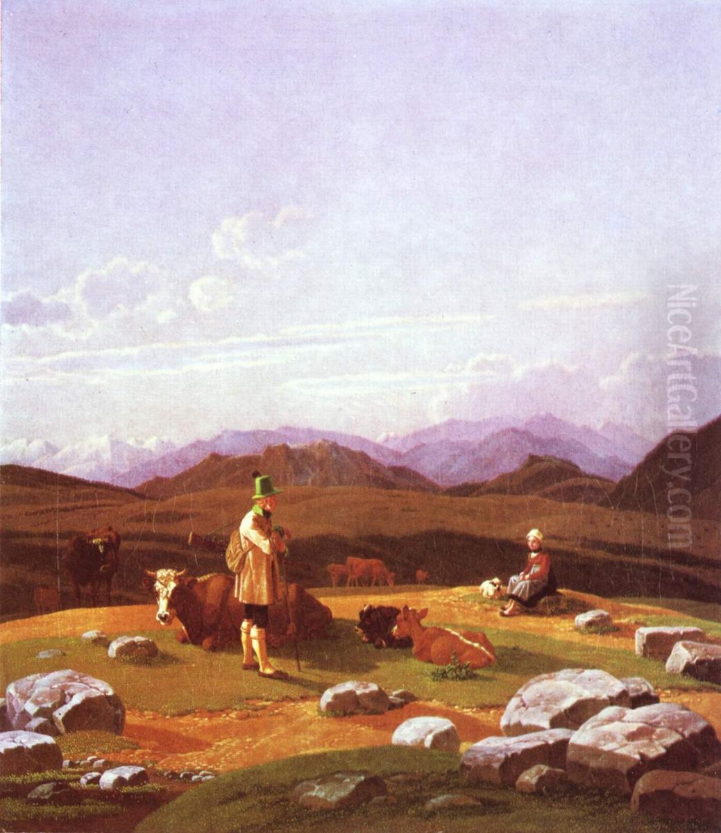 Mountain landscape Oil Painting by Wilhelm von Kobell (1766-1853)