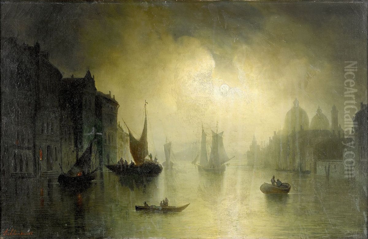 Canale Grande im Mondschein Oil Painting by Wilhelm Lichtenheld