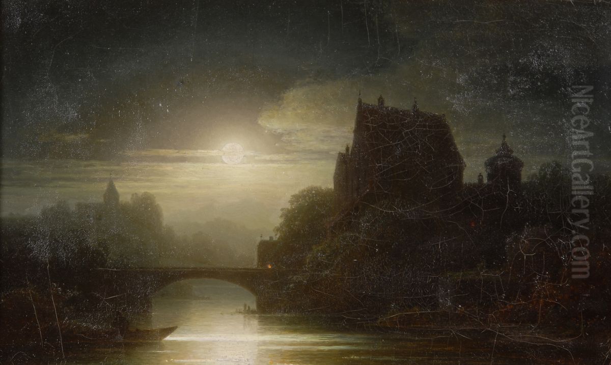 Nachtliche 'Partie v. Landsberg' Oil Painting by Wilhelm Lichtenheld