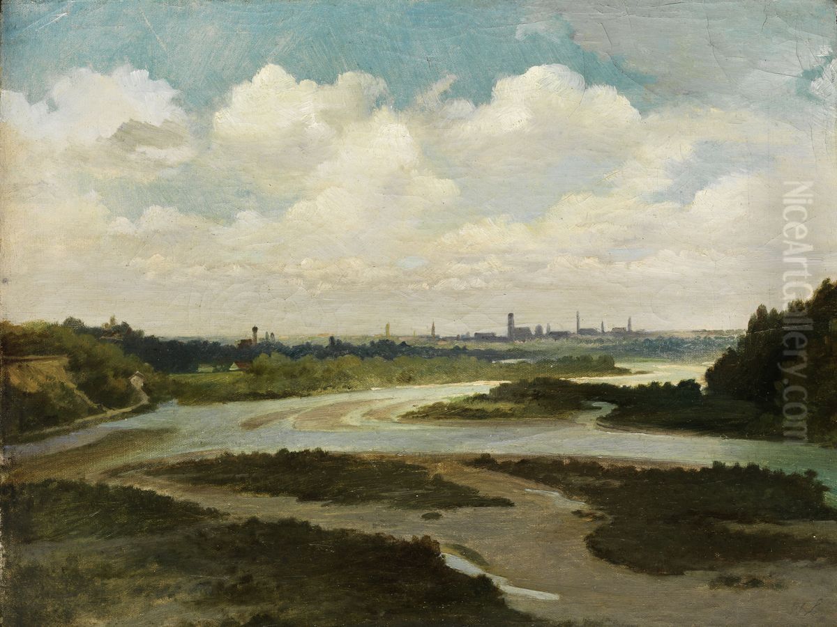 Isar valley with views to Munich Oil Painting by Wilhelm Lichtenheld
