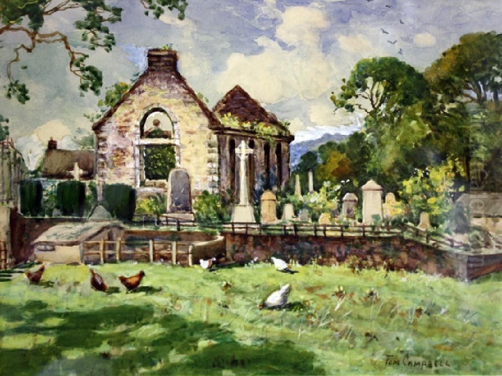 Chickens By A Ruined Church Oil Painting by Thomas, of Pall Mall Butler