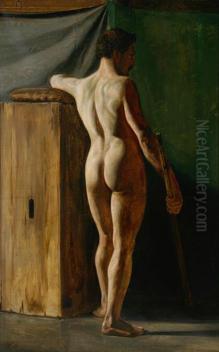 Study of a male model. Oil Painting by Wilhelm Marstrand