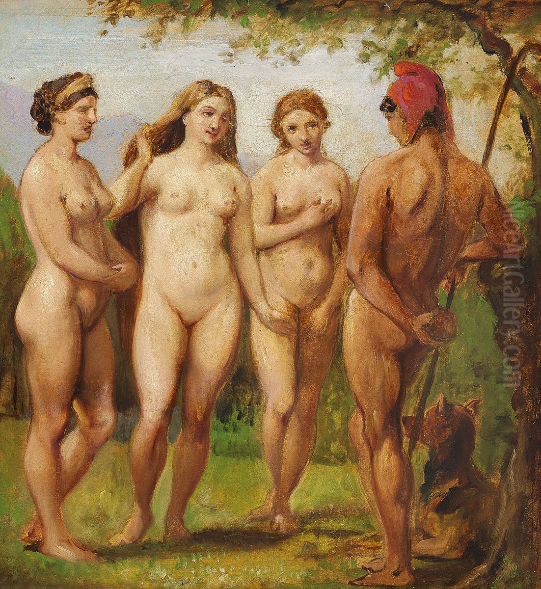 Judgement of Paris. Oil Painting by Wilhelm Marstrand