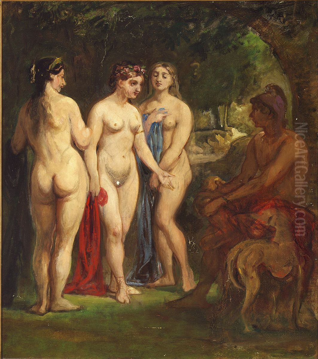Judgement of Paris. Oil Painting by Wilhelm Marstrand