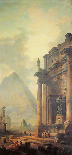 Ruines avec pyramide Oil Painting by Hubert Robert
