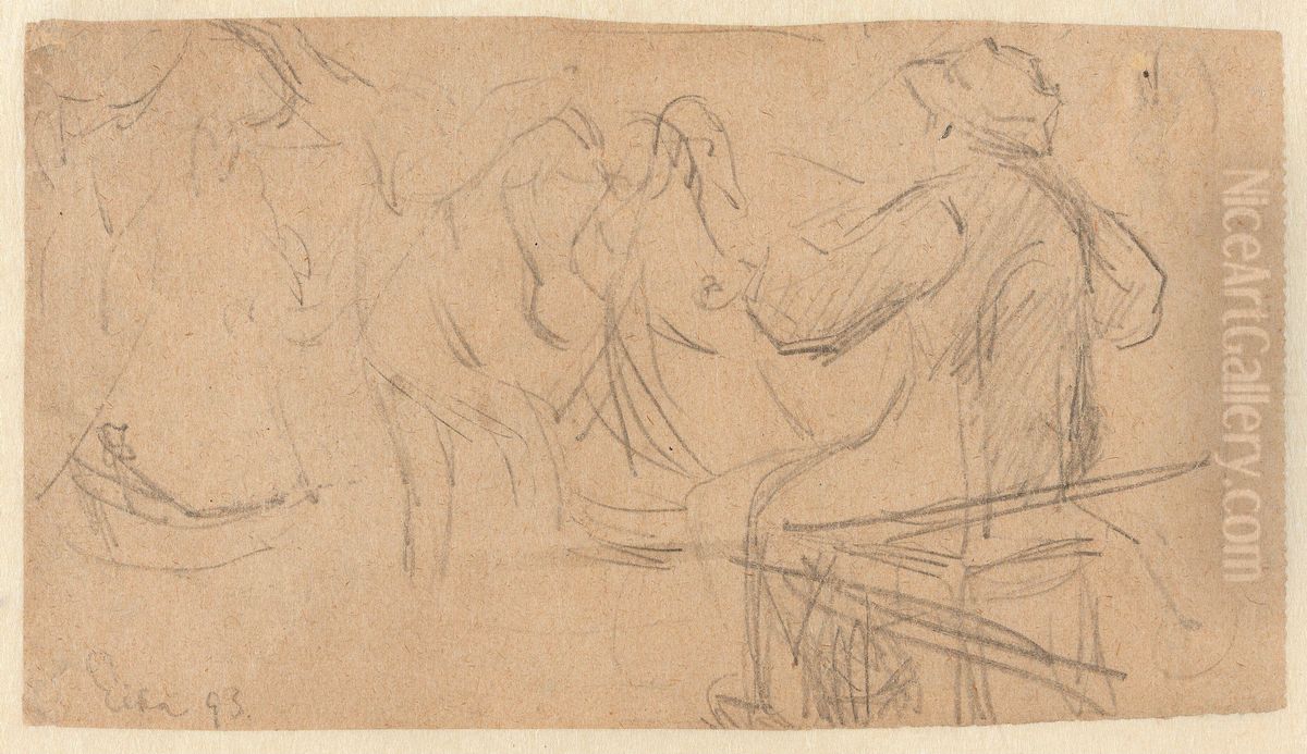 Sketch of Fiddlers and Dancers Oil Painting by Halfdan Egedius