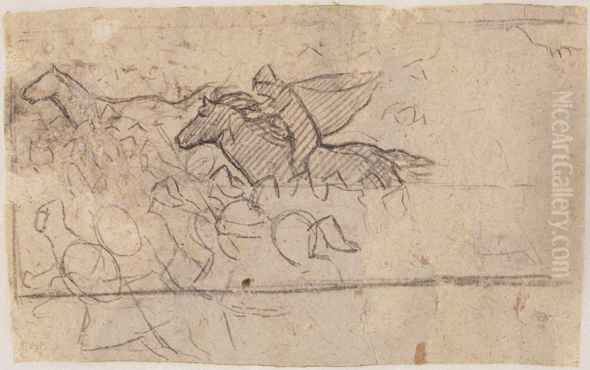 Warriors and Horses Oil Painting by Halfdan Egedius