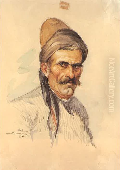 Three Paintings of a Muleteer (1). Oil Painting by Moustafa Farroukh