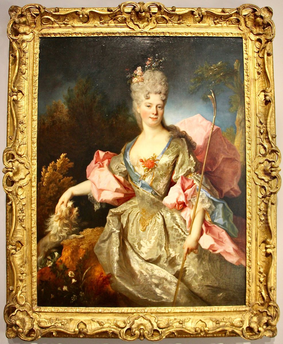 Portrait of a Woman as Astrea, Probably Mary Josephine Drummond, Condesa de Castelblanco Oil Painting by Nicolas de Largilliere
