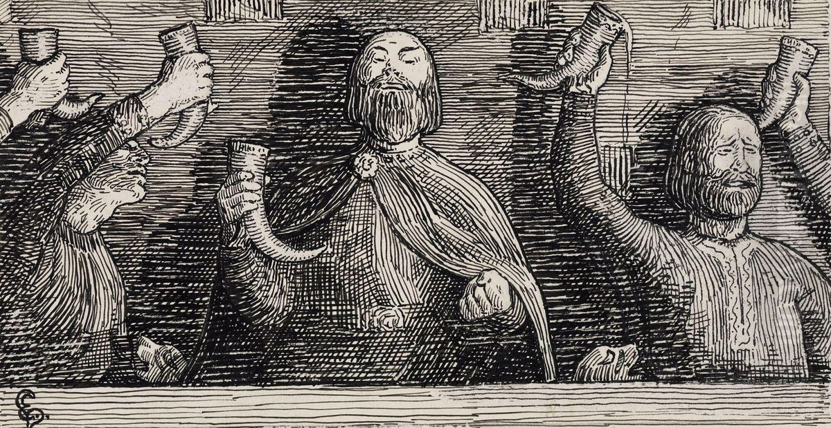 Earl Sigvald makes a solemn Promise Oil Painting by Halfdan Egedius