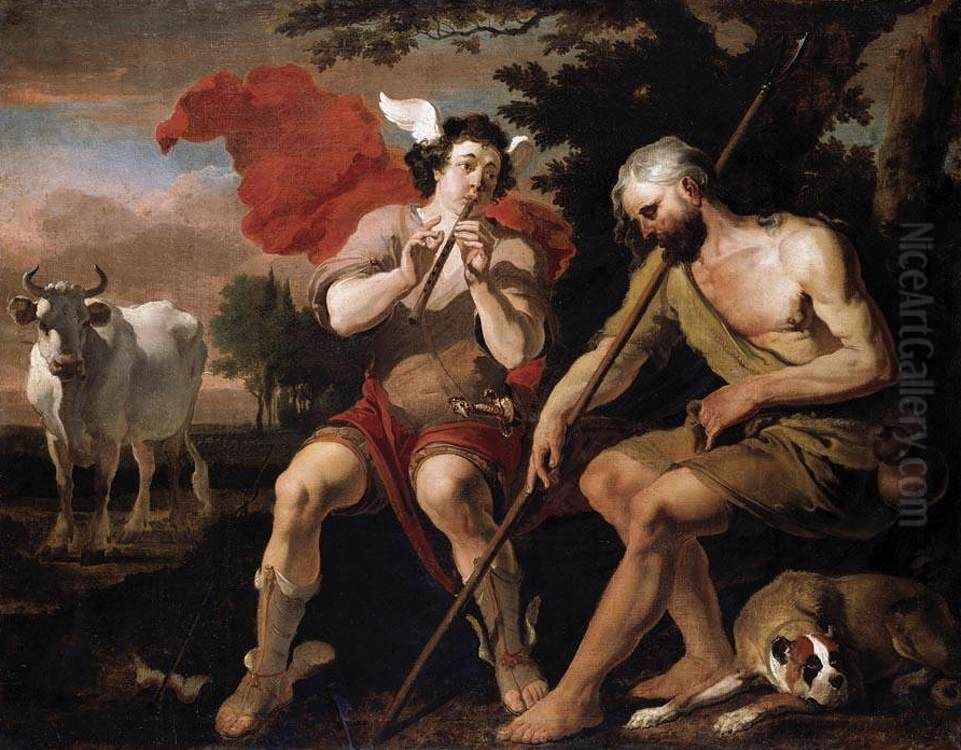 Mercury   and  Argos Oil Painting by Abraham Danielsz. Hondius