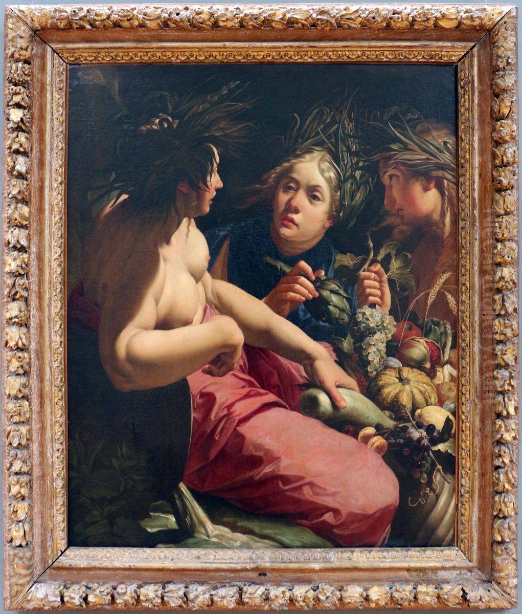 le naiadi riempiono il corno dell'abbondanza Oil Painting by Abraham Janssens I