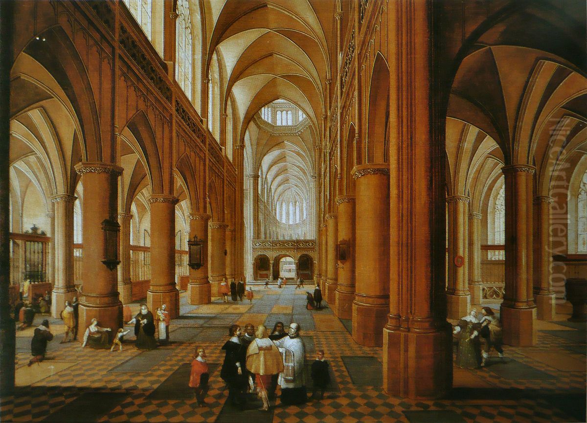 Interior of a Gothic Church Oil Painting by Pieter Neefs the Elder