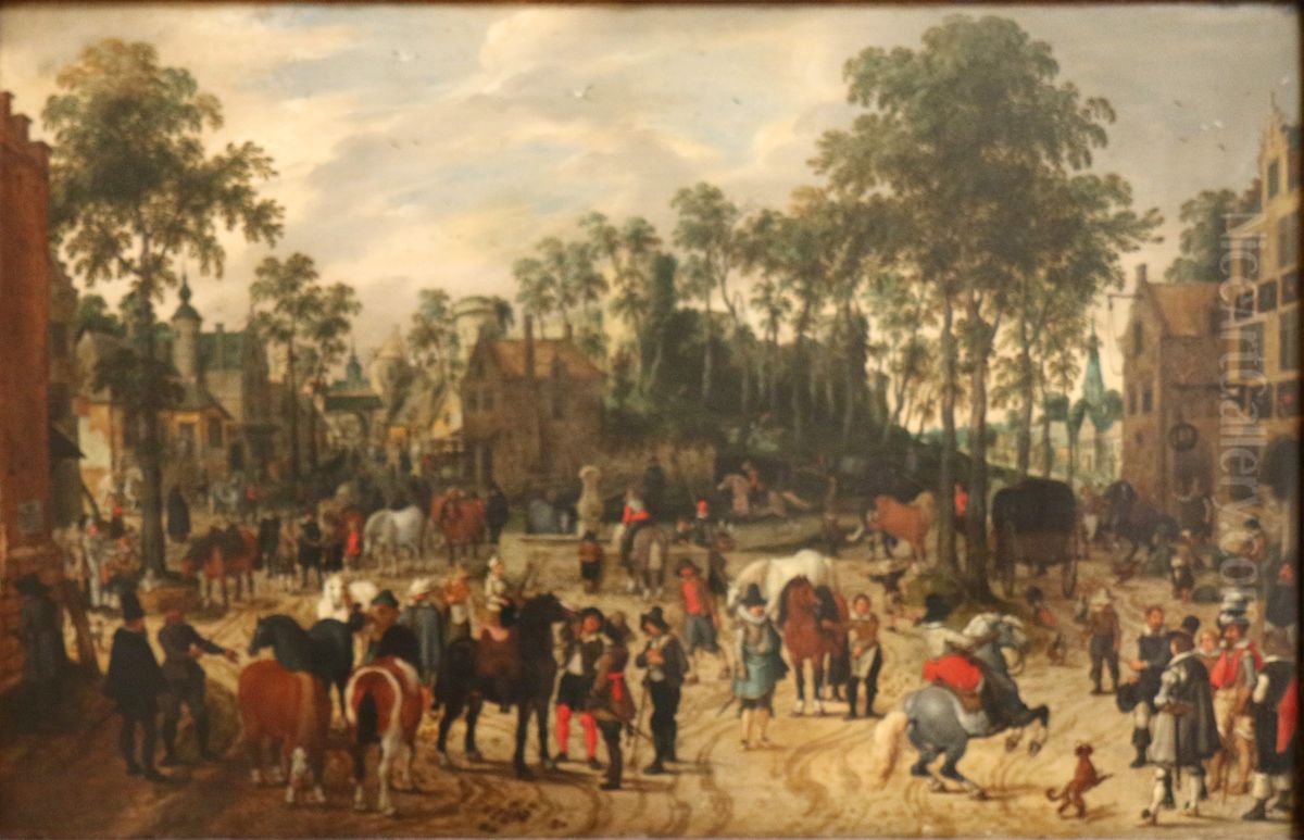 Paardenmarkt Oil Painting by Sebastiaen Vrancx