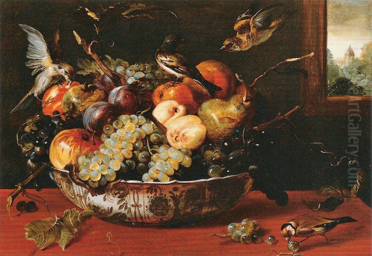 Still life with fruit and birds Oil Painting by Frans Snyders