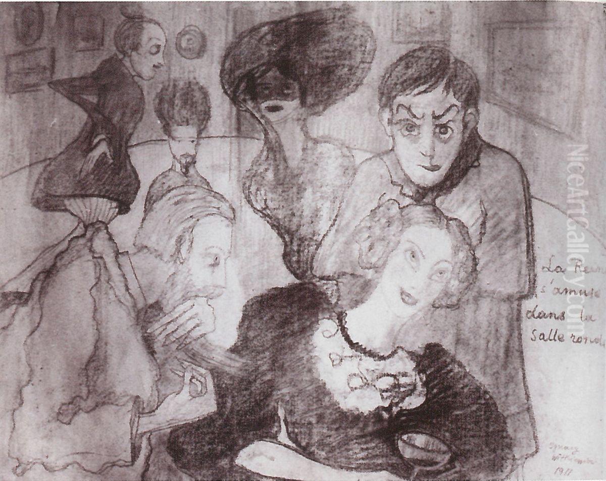 La reine s'amuse dans la salle ronde Oil Painting by Stanislaw Ignacy Witkiewicz (Witkacy)