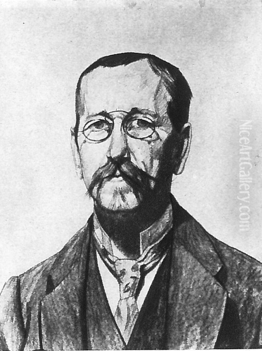 Portrait of a man with glasses Oil Painting by Stanislaw Ignacy Witkiewicz (Witkacy)