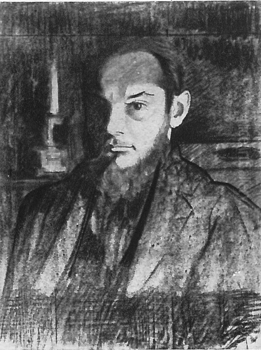 Male portrait, with a candle Oil Painting by Stanislaw Ignacy Witkiewicz (Witkacy)