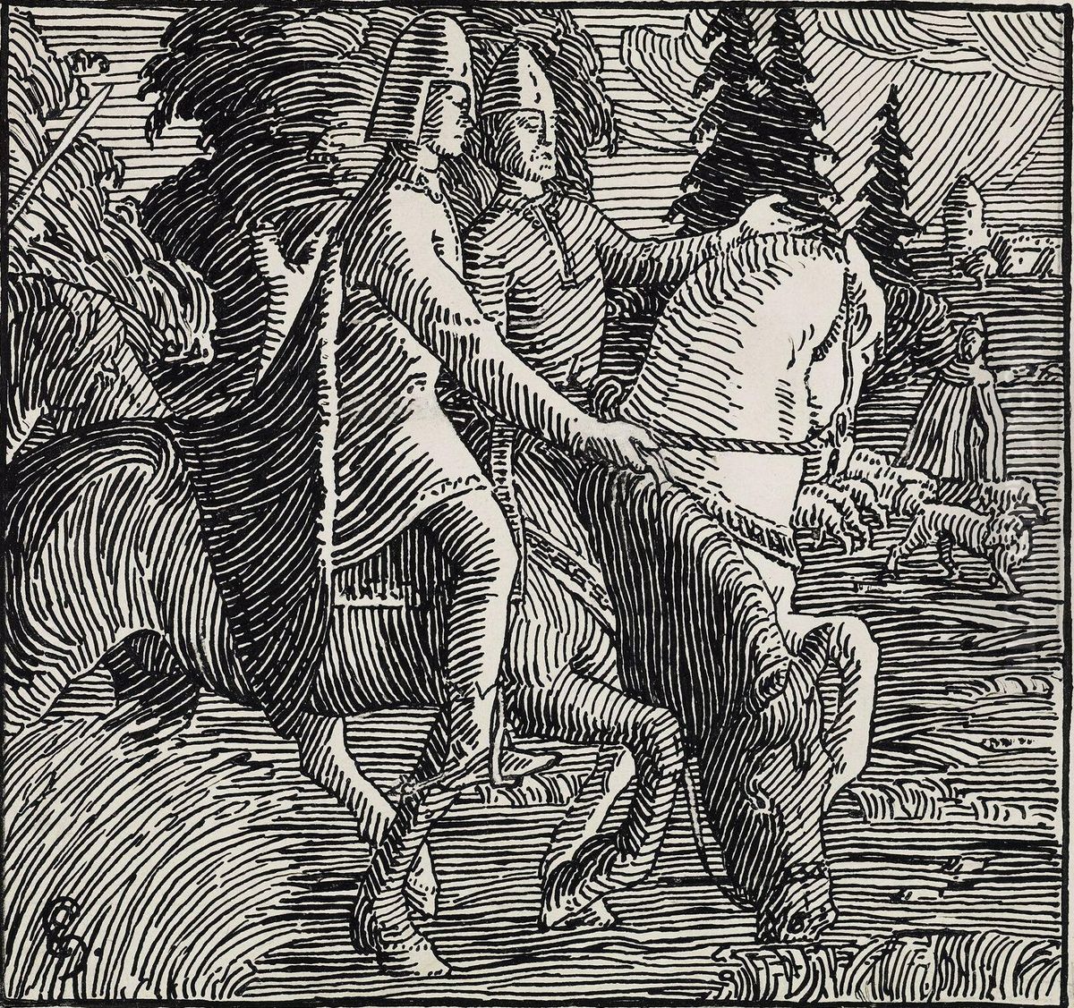 Sigvat kveder for folget sitt pa ferden til Skara Oil Painting by Halfdan Egedius