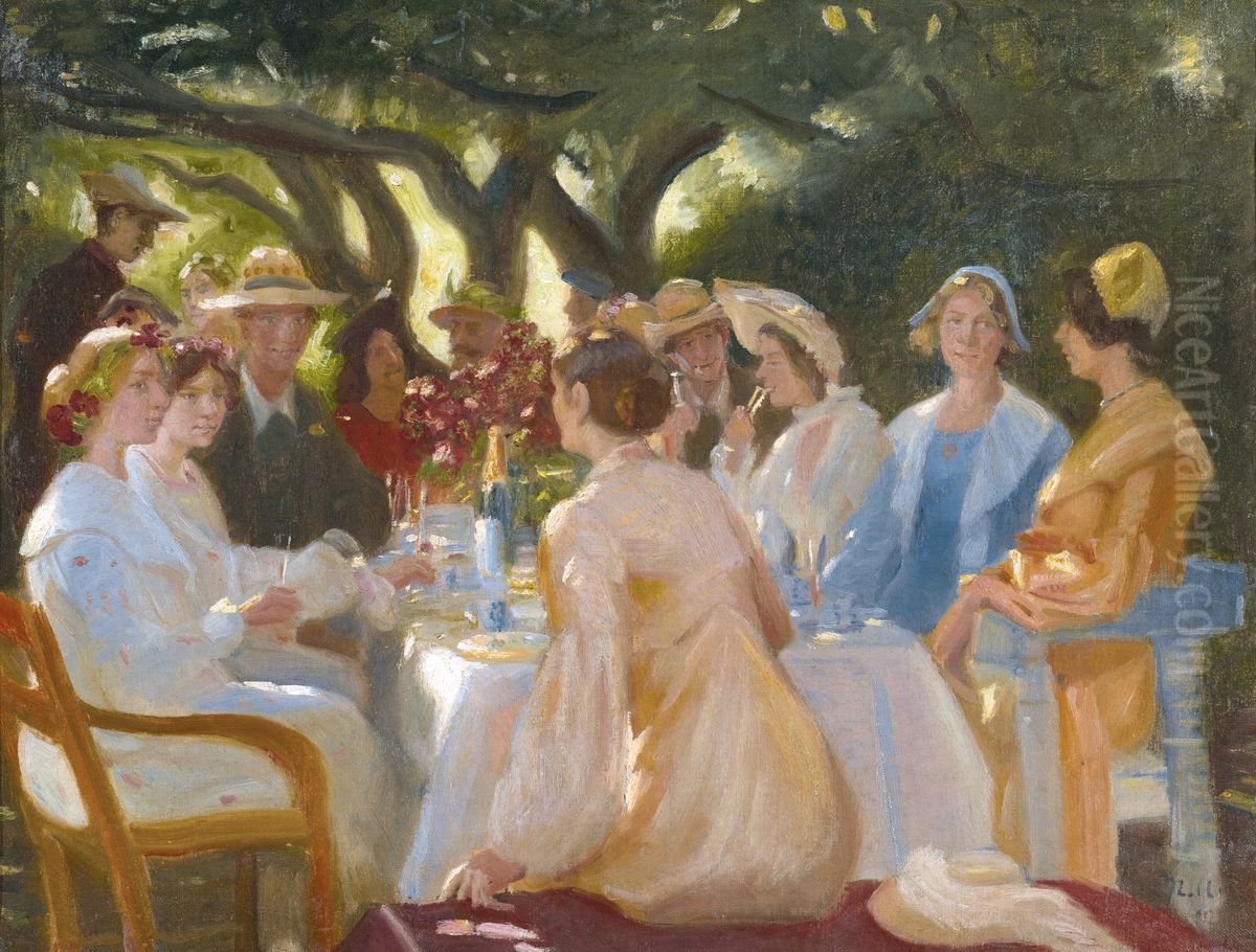 Skuespillerfrokost. Oil Painting by Michael Peter Ancher
