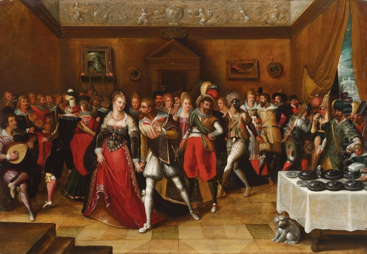 Festive Company Oil Painting by Hieronymous Francken II