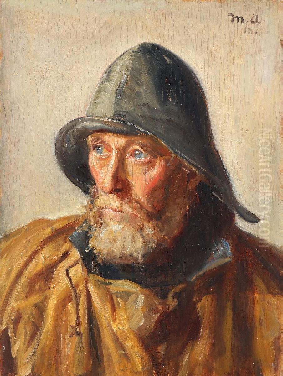 Portraet af en fisker. (1913) Oil Painting by Michael Peter Ancher