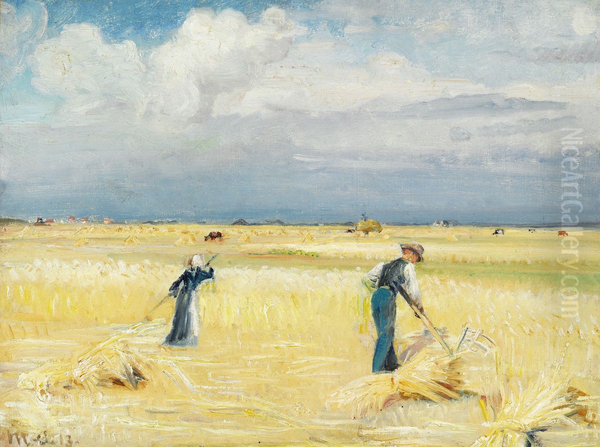 Harvest scene, Skagen Oil Painting by Michael Peter Ancher