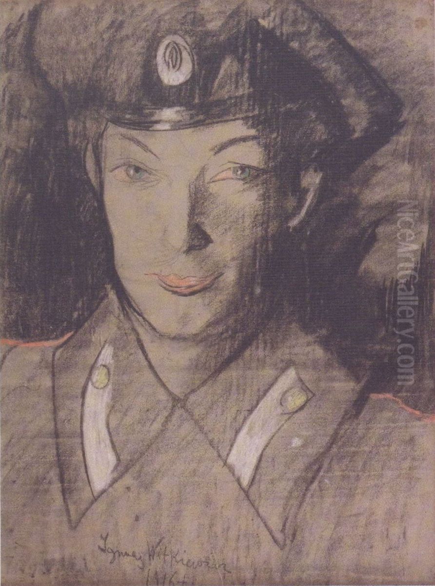 Portrait of a russian soldier Oil Painting by Stanislaw Ignacy Witkiewicz (Witkacy)
