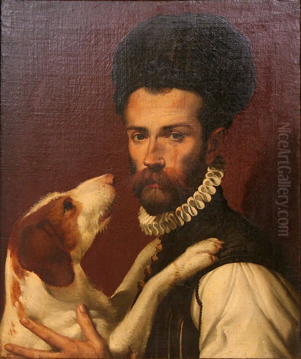 Ritratto d'uomo con un cane Oil Painting by Bartolomeo Passarotti