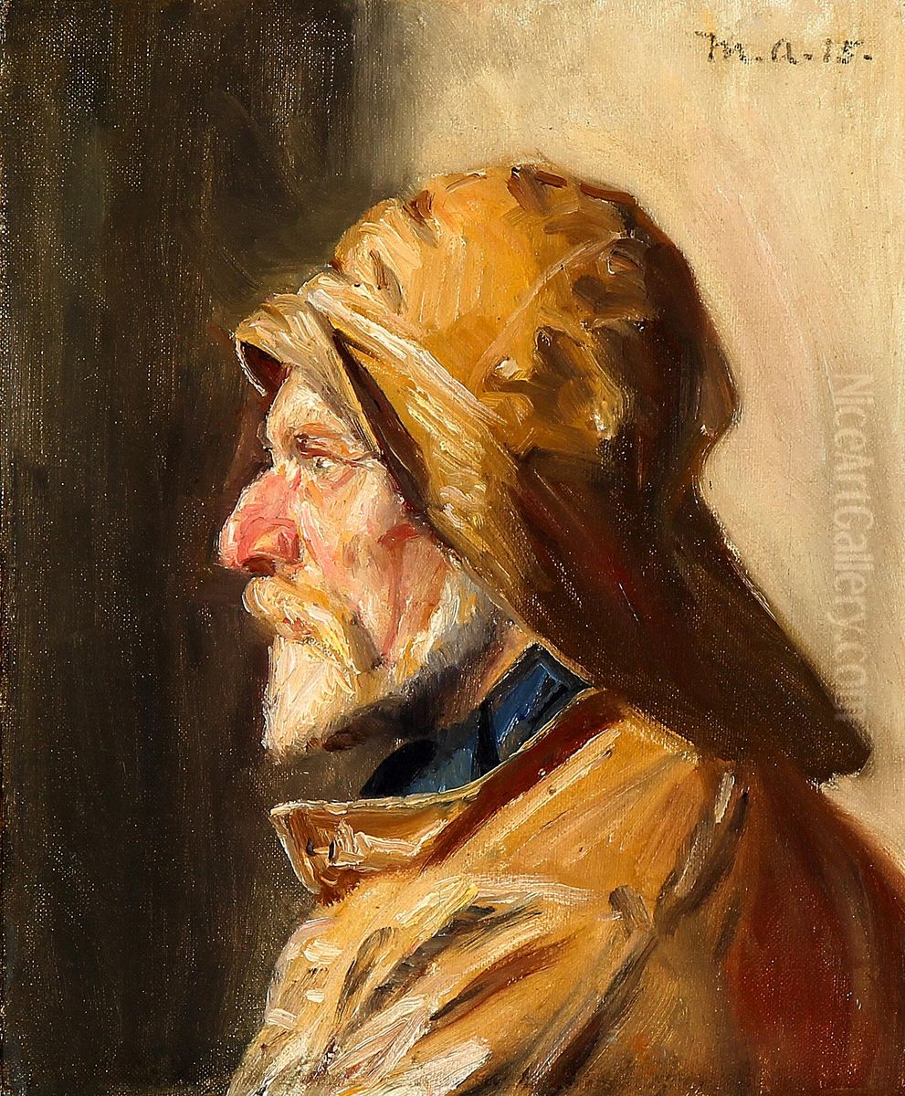 Skagensfisker i profil. Oil Painting by Michael Peter Ancher