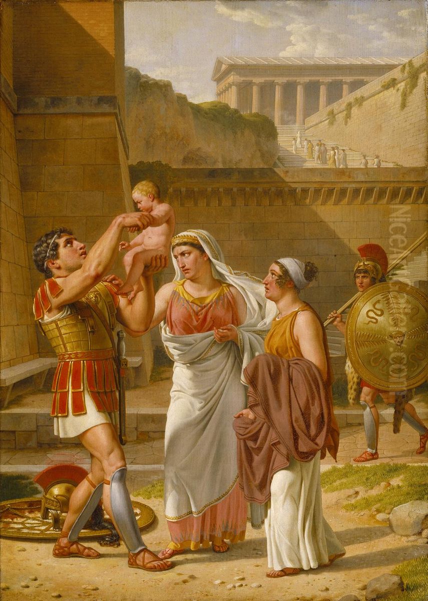 Hector Bidding Farewell to Andromache and Astyanax Oil Painting by Christoffer Wilhelm Eckersberg
