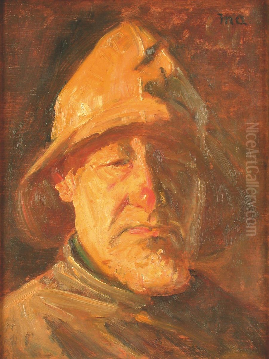 A weather-beaten fisherman. Oil Painting by Michael Peter Ancher