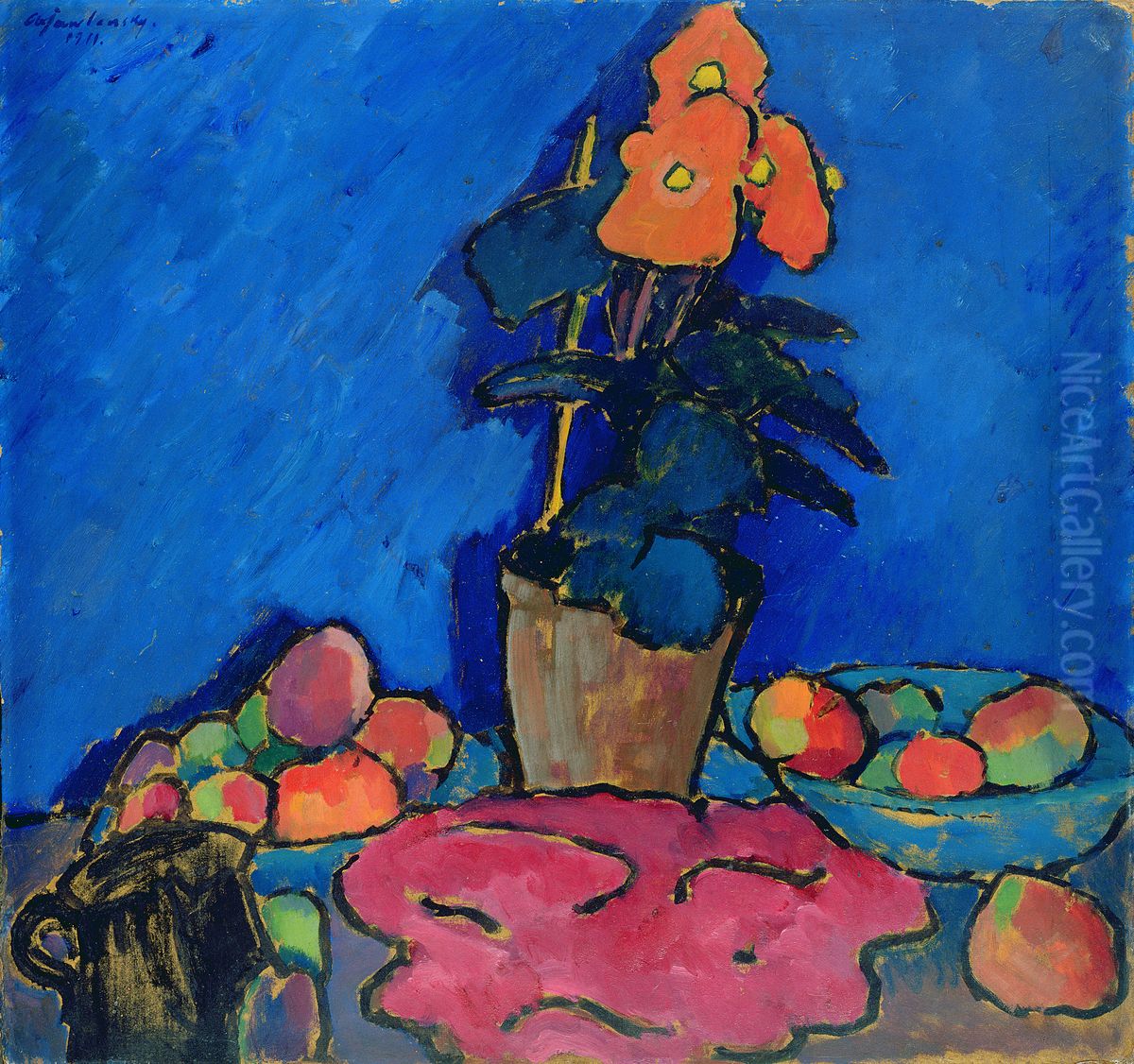 Stillleben mit Begonie Oil Painting by Alexei Jawlensky