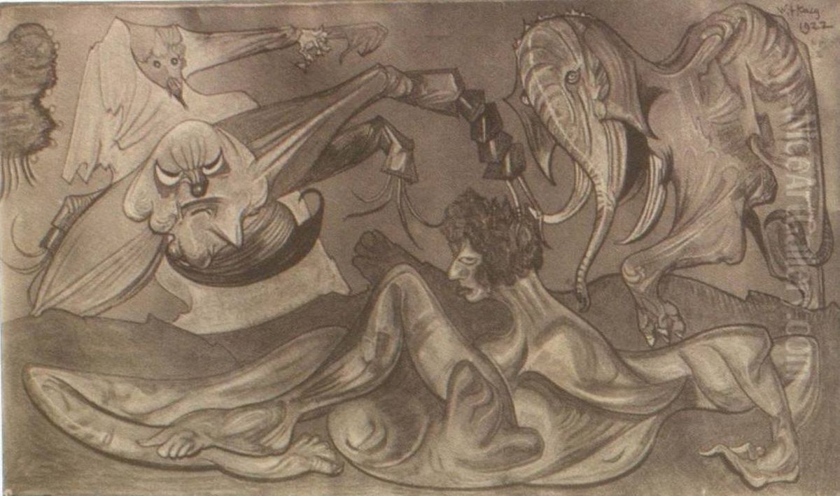 Composition with an elephant Oil Painting by Stanislaw Ignacy Witkiewicz (Witkacy)