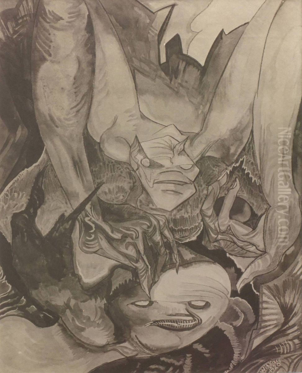 Pierwsza milosc zidiocialego Demona Oil Painting by Stanislaw Ignacy Witkiewicz (Witkacy)