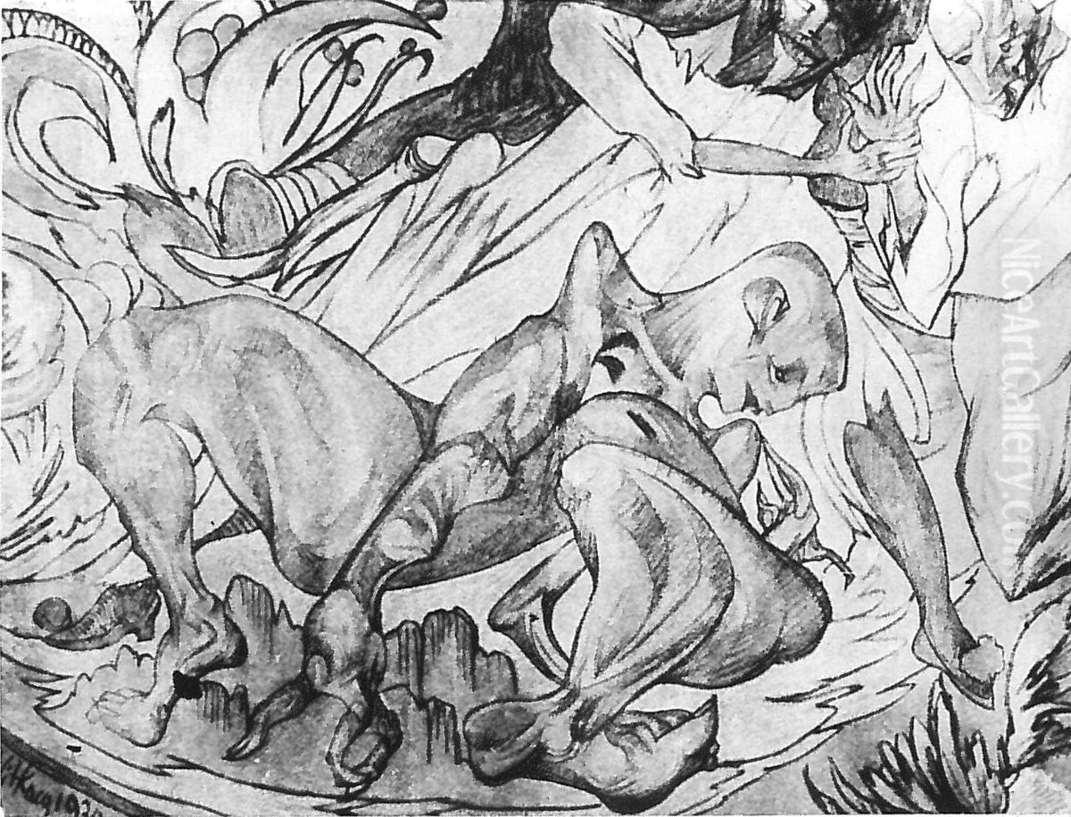 Fantastic composition Oil Painting by Stanislaw Ignacy Witkiewicz (Witkacy)