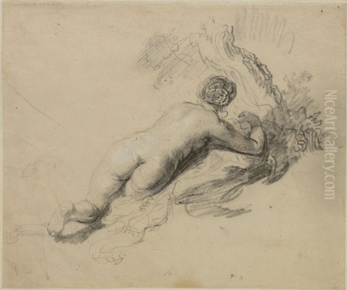 Liggande naken kvinna Oil Painting by Rembrandt