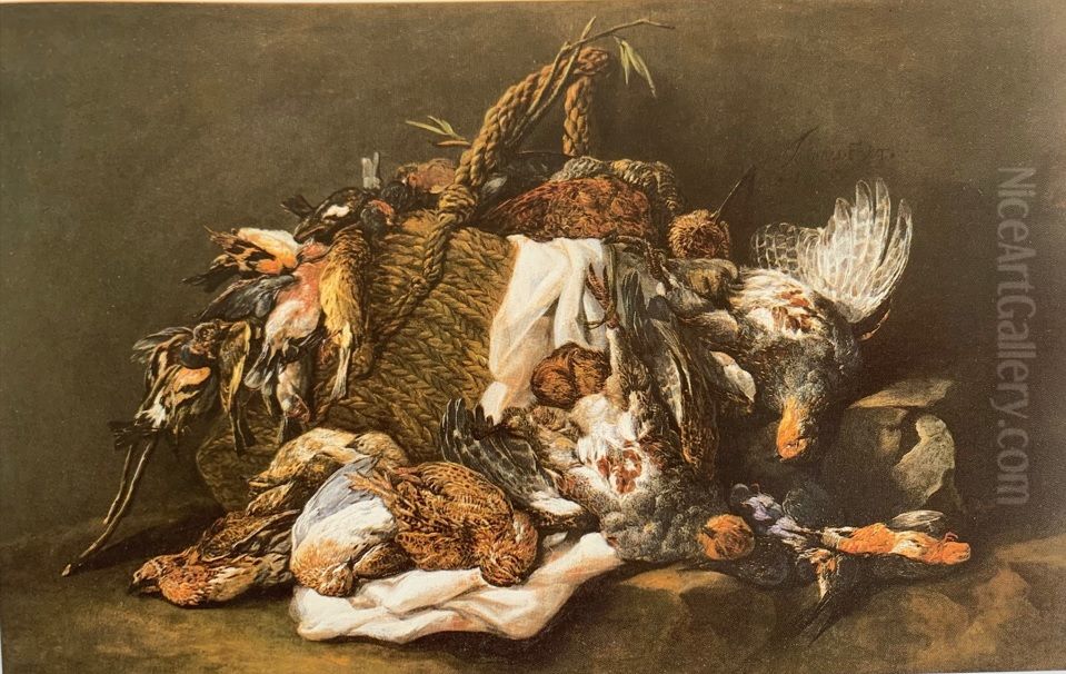 Game birds in an interior Oil Painting by Jan Fyt